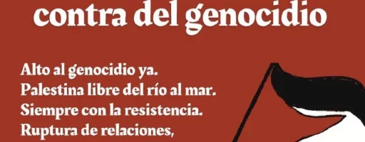 Cartel de la marcha contra el genocidio. El cartel dice: Una marcha unida contra el genocidio
